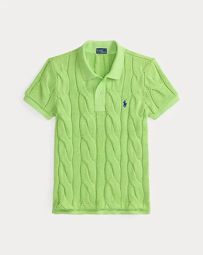 Cable-Knit Cotton Polo Shirt
