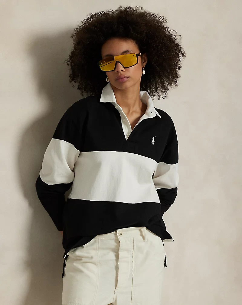 Color-Blocked Cotton Jersey Rugby Shirt