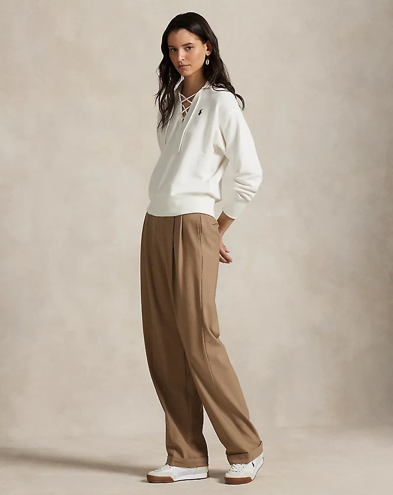 Lightweight Fleece Lace-Up Pullover