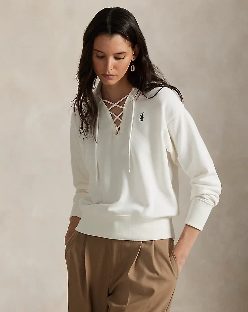 Lightweight Fleece Lace-Up Pullover