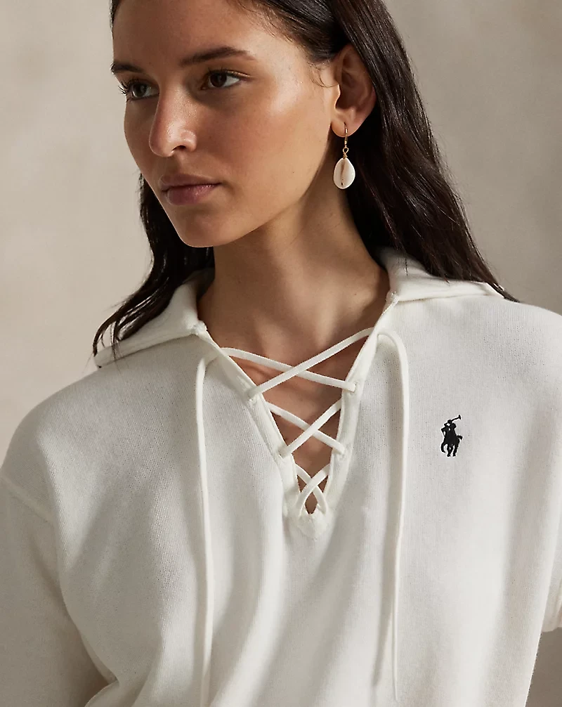 Lightweight Fleece Lace-Up Pullover