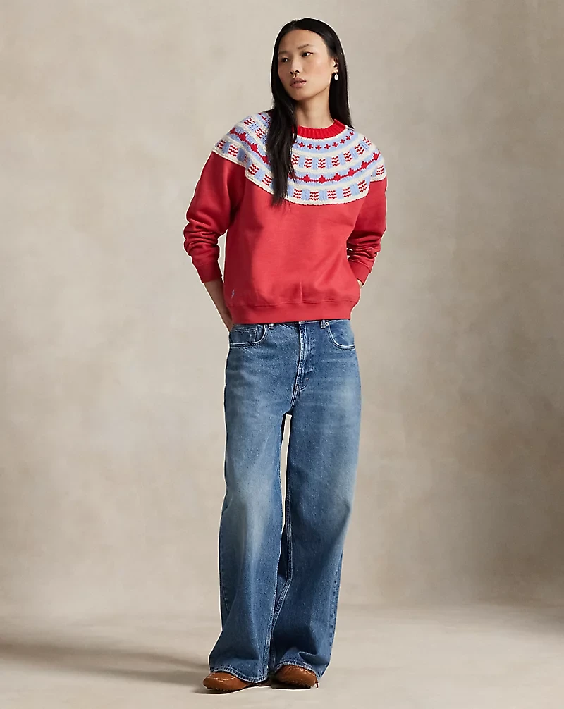 Knit-Yoke Fleece Crewneck