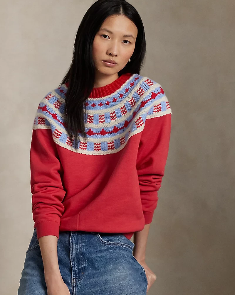 Knit-Yoke Fleece Crewneck