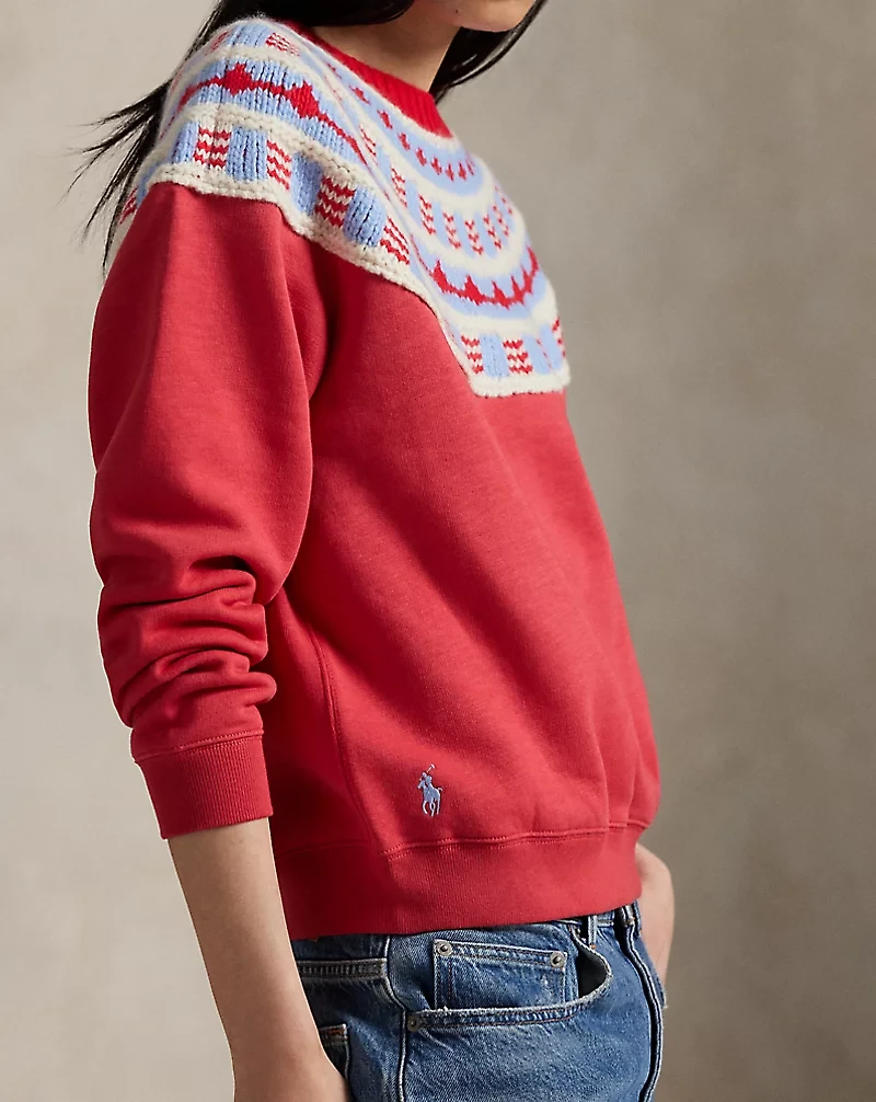 Knit-Yoke Fleece Crewneck