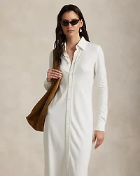 Buttoned Knit Maxi Shirtdress