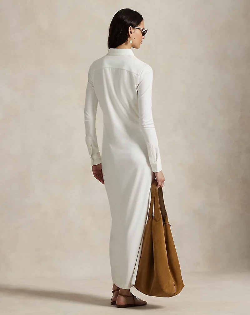 Buttoned Knit Maxi Shirtdress