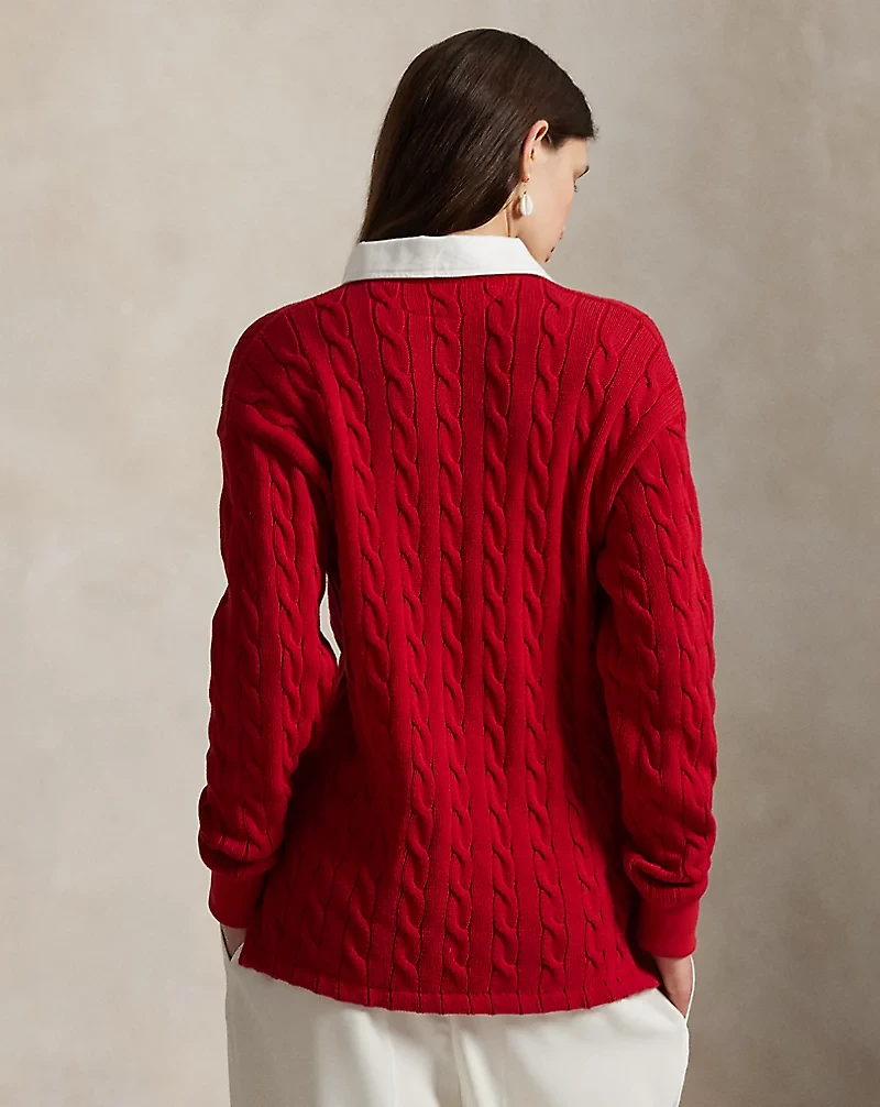Cable-Knit Cotton Rugby Shirt