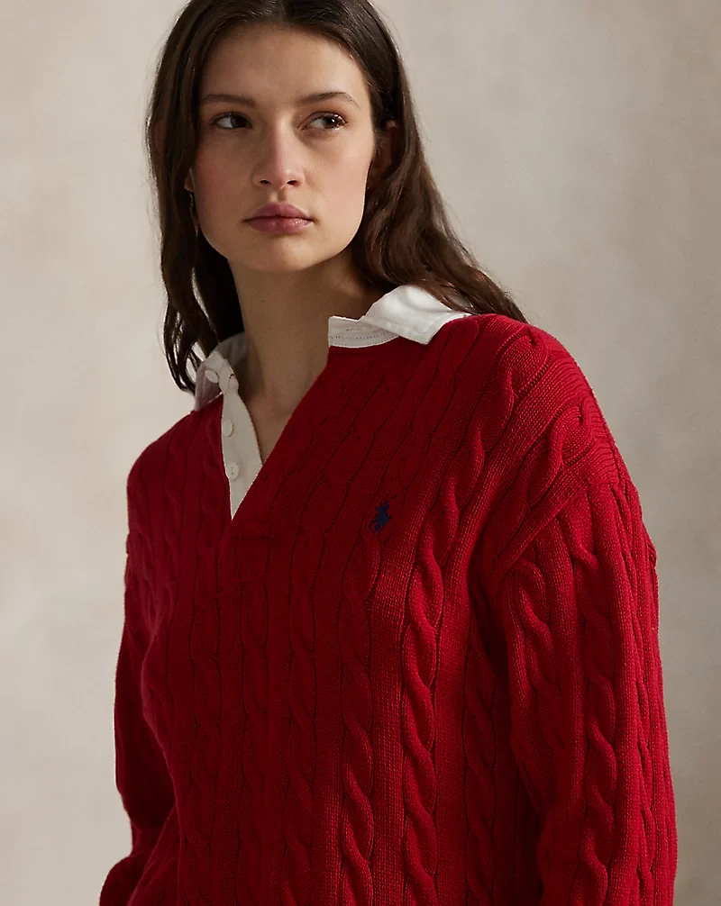 Cable-Knit Cotton Rugby Shirt