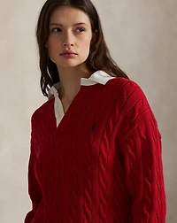 Cable-Knit Cotton Rugby Shirt