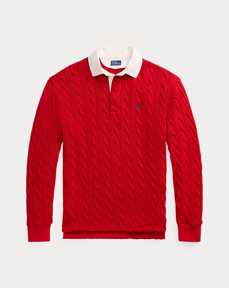 Cable-Knit Cotton Rugby Shirt