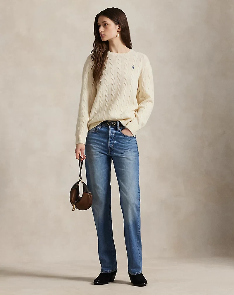 Cable Wool-Cashmere Crewneck Sweater