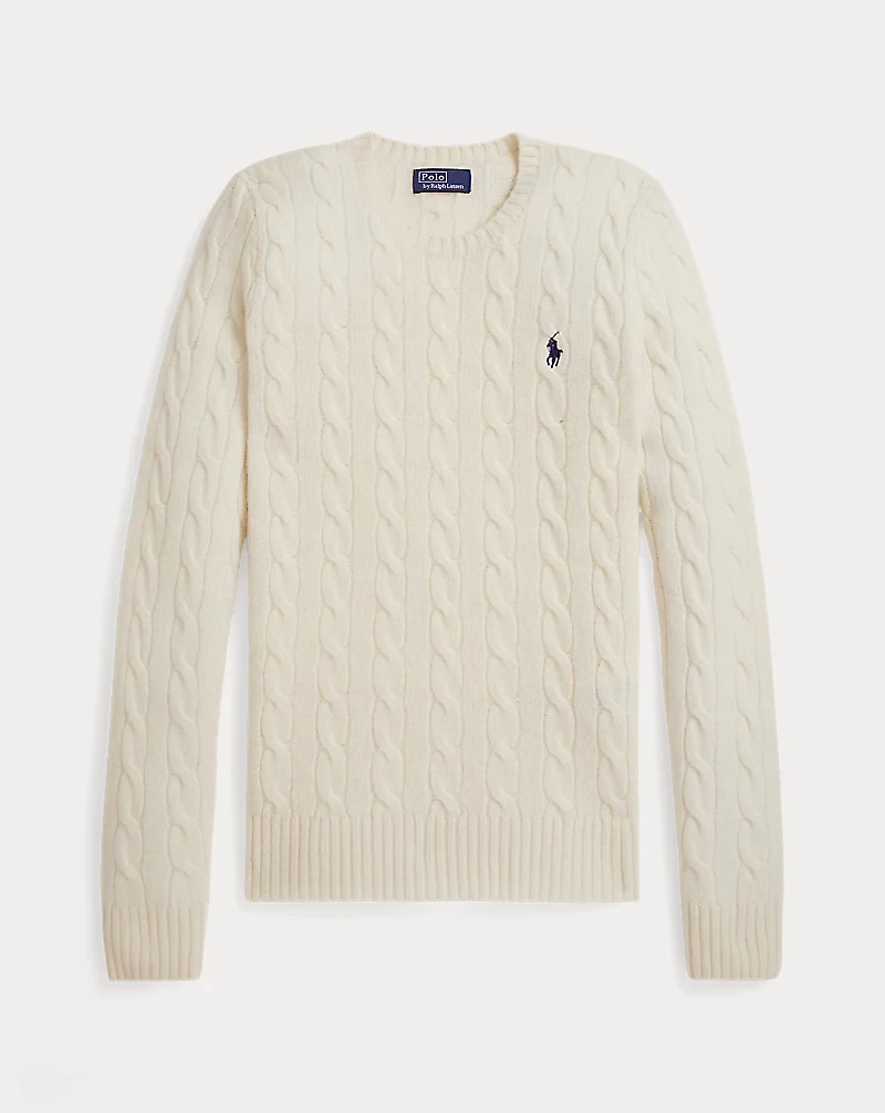 Cable Wool-Cashmere Crewneck Sweater