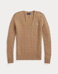 Cable-Knit Wool-Cashmere V-Neck Sweater