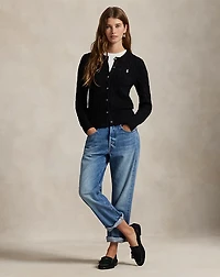 Cable-Knit Cotton Crewneck Cardigan