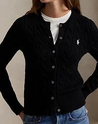 Cable-Knit Cotton Crewneck Cardigan