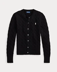 Cable-Knit Cotton Crewneck Cardigan