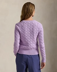 Cable-Knit Cotton Crewneck Cardigan