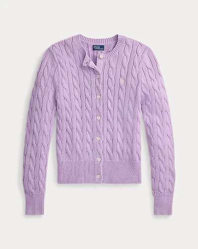Cable-Knit Cotton Crewneck Cardigan