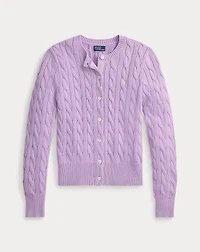 Cable-Knit Cotton Crewneck Cardigan