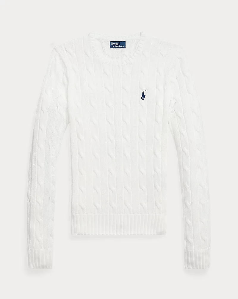Cable-Knit Cotton Crewneck Sweater