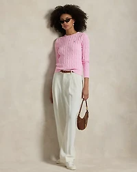 Cable-Knit Cotton Crewneck Sweater