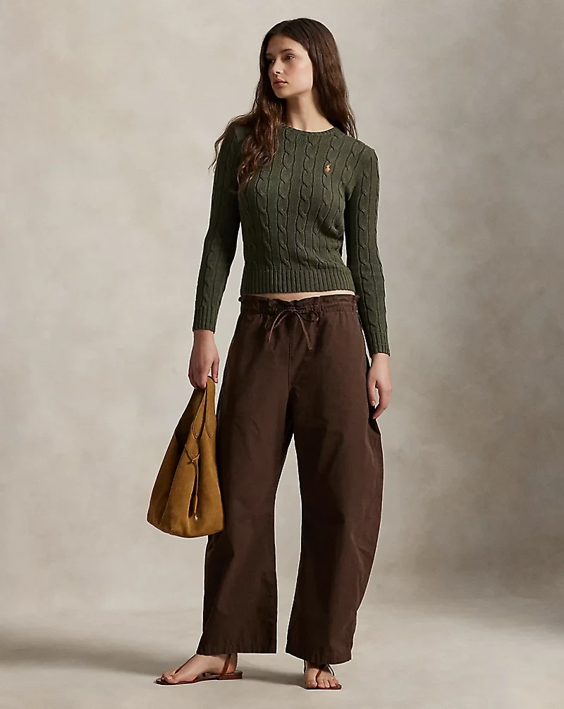 Cable-Knit Cotton Crewneck Sweater