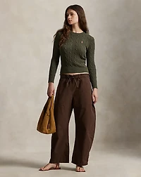 Cable-Knit Cotton Crewneck Sweater