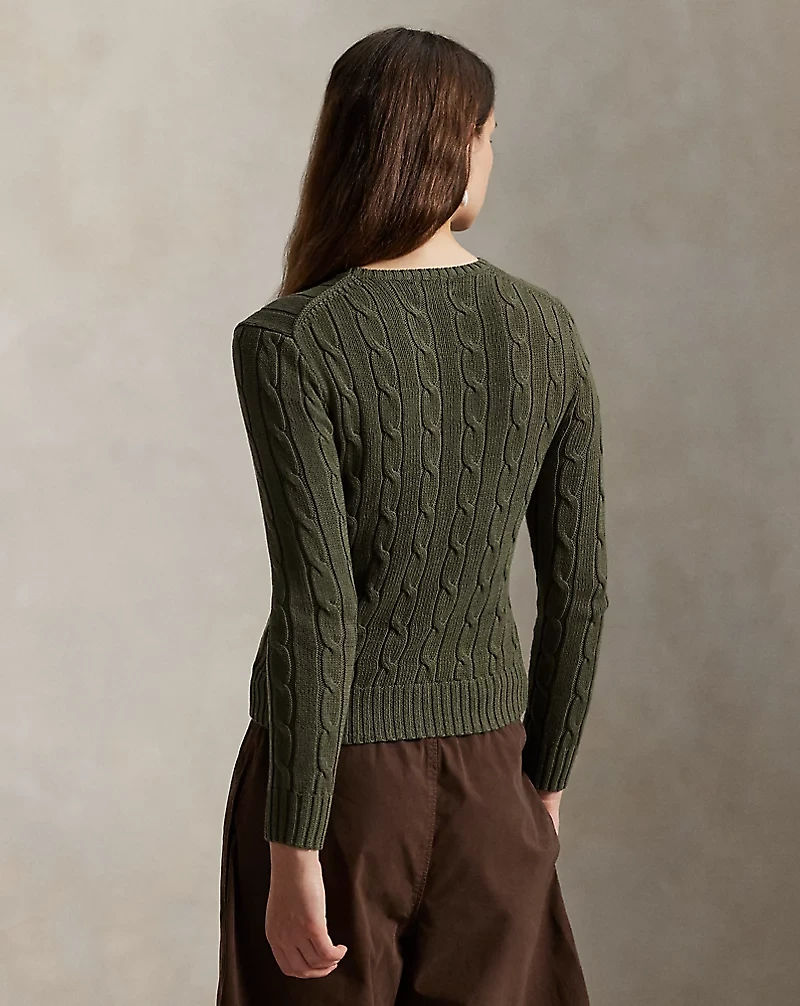 Cable-Knit Cotton Crewneck Sweater
