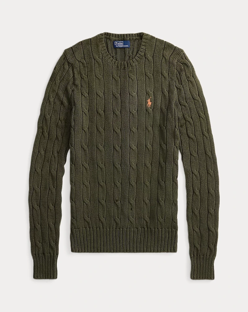 Cable-Knit Cotton Crewneck Sweater