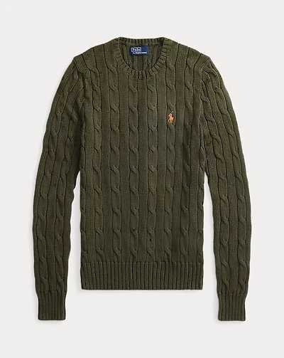 Cable-Knit Cotton Crewneck Sweater