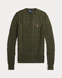 Cable-Knit Cotton Crewneck Sweater