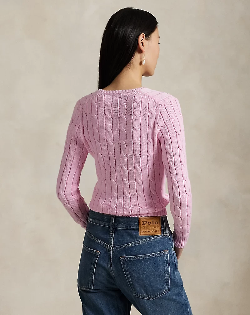 Cable-Knit Cotton V-Neck Sweater