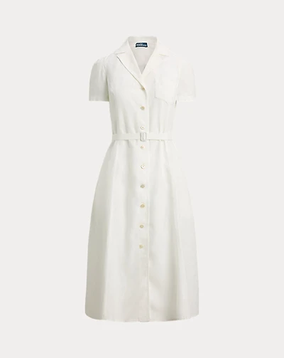 Belted Linen A-Line Shirtdress