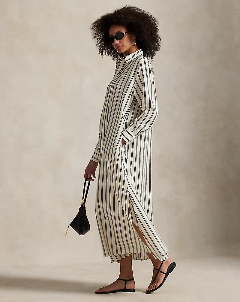Striped Silk-Blend Shirtdress