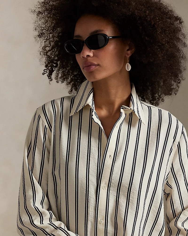 Striped Silk-Blend Shirtdress