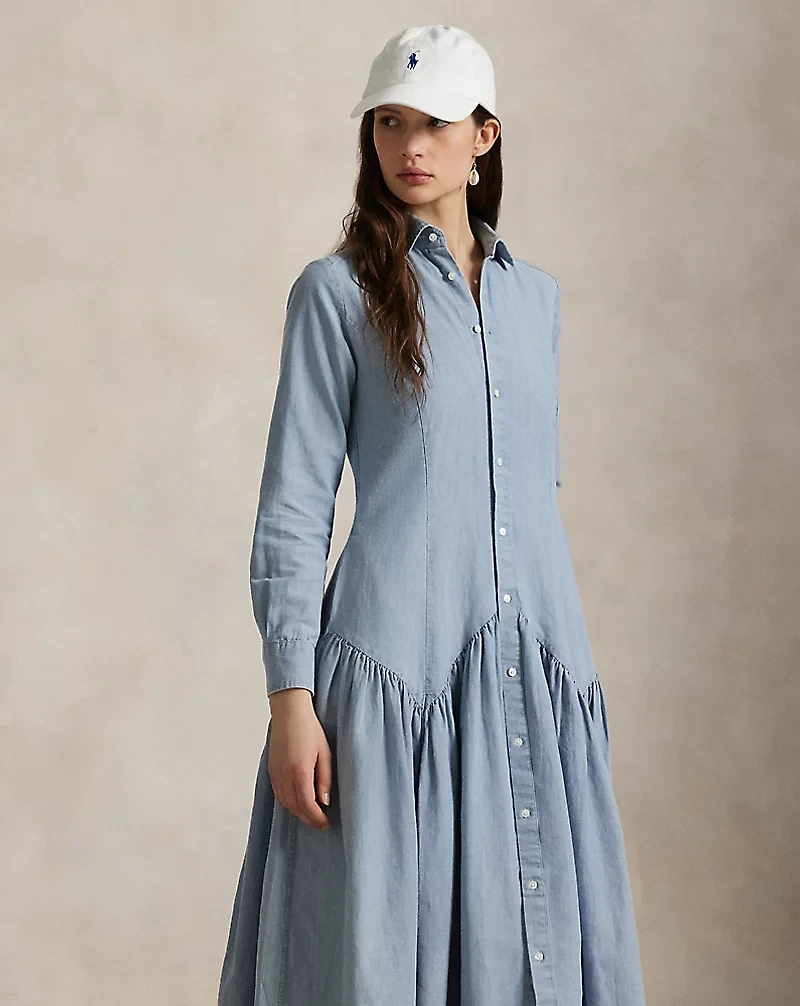 Cotton-Linen Chambray Shirtdress