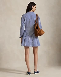 Striped Cotton Paneled Shirtdress