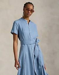 Belted Silk-Blend A-Line Dress