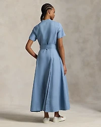 Belted Silk-Blend A-Line Dress