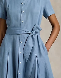 Belted Silk-Blend A-Line Dress