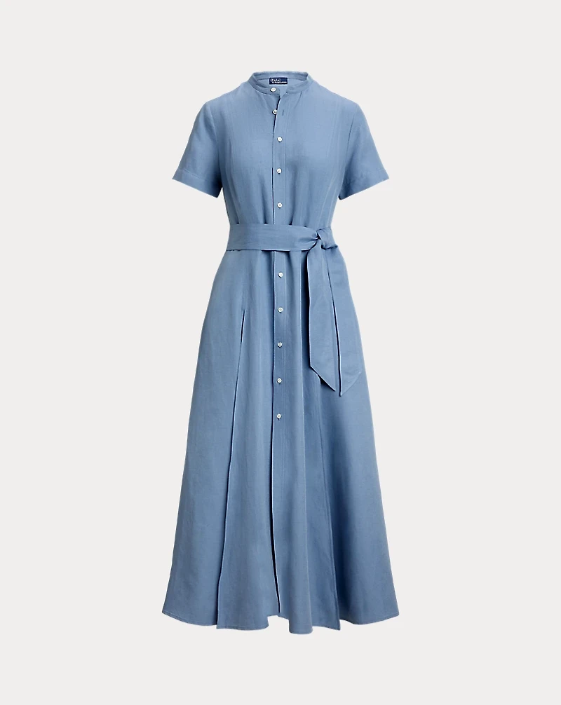 Belted Silk-Blend A-Line Dress