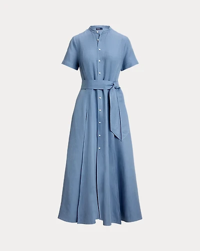 Belted Silk-Blend A-Line Dress