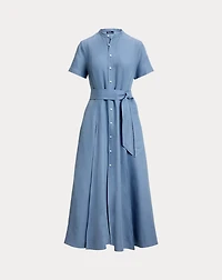 Belted Silk-Blend A-Line Dress