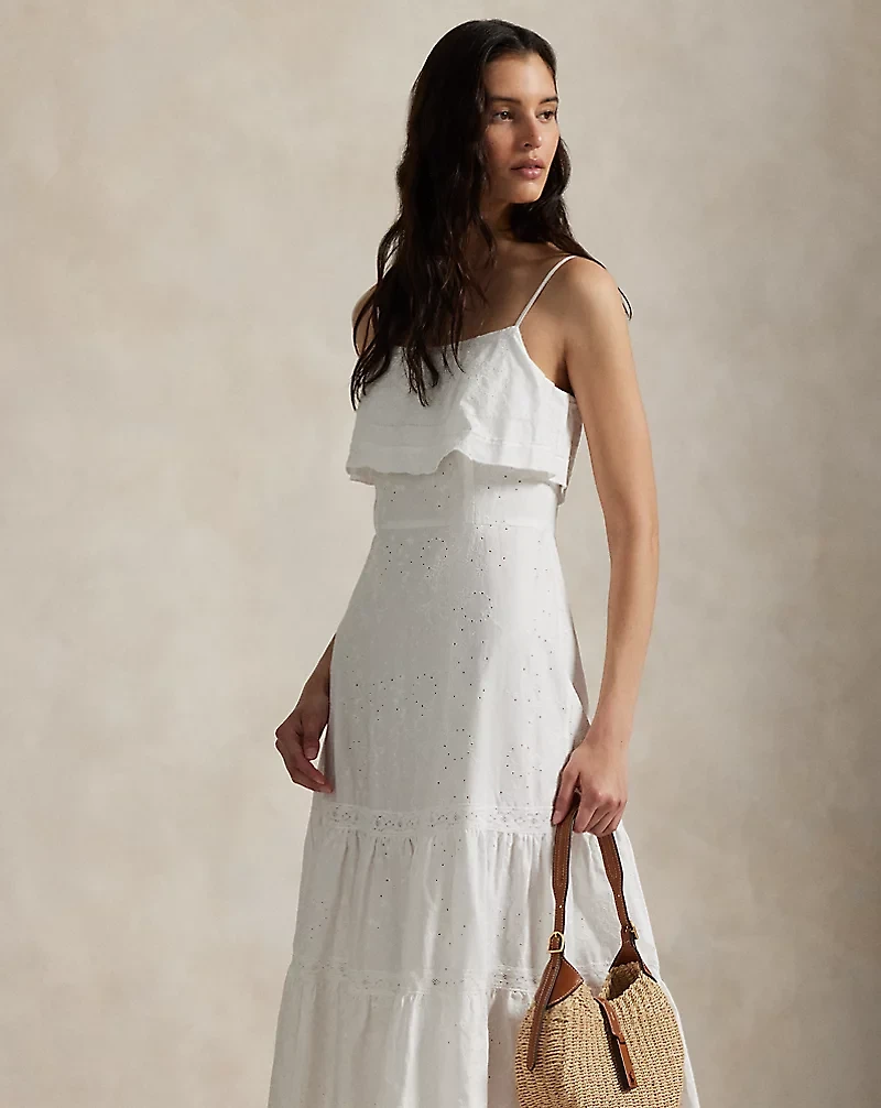 Cotton Eyelet Tiered Maxidress