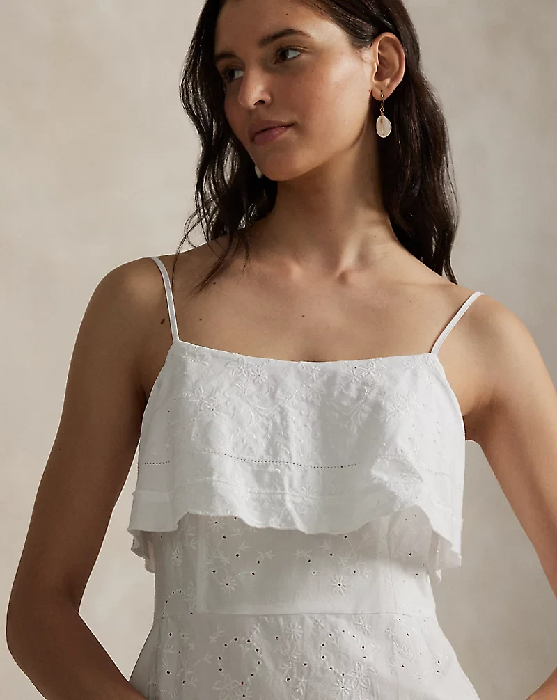 Cotton Eyelet Tiered Maxidress