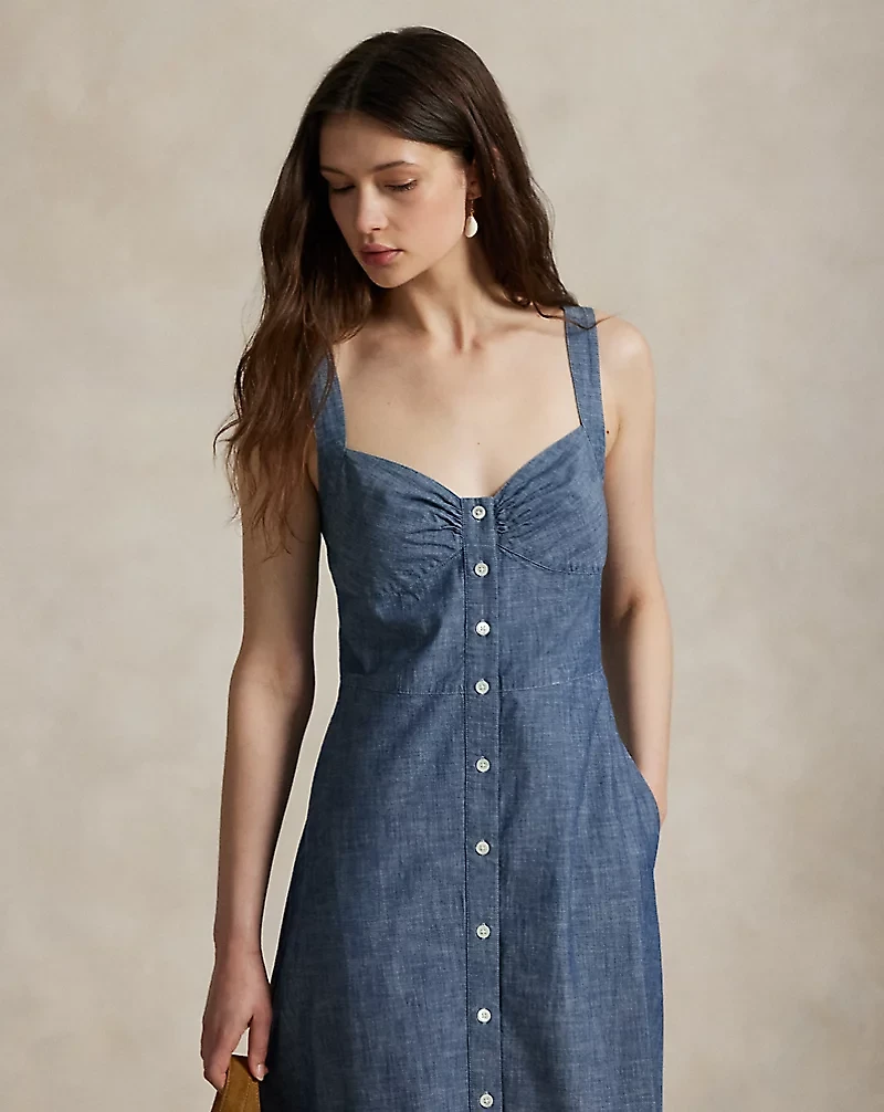 Chambray Buttoned Dress
