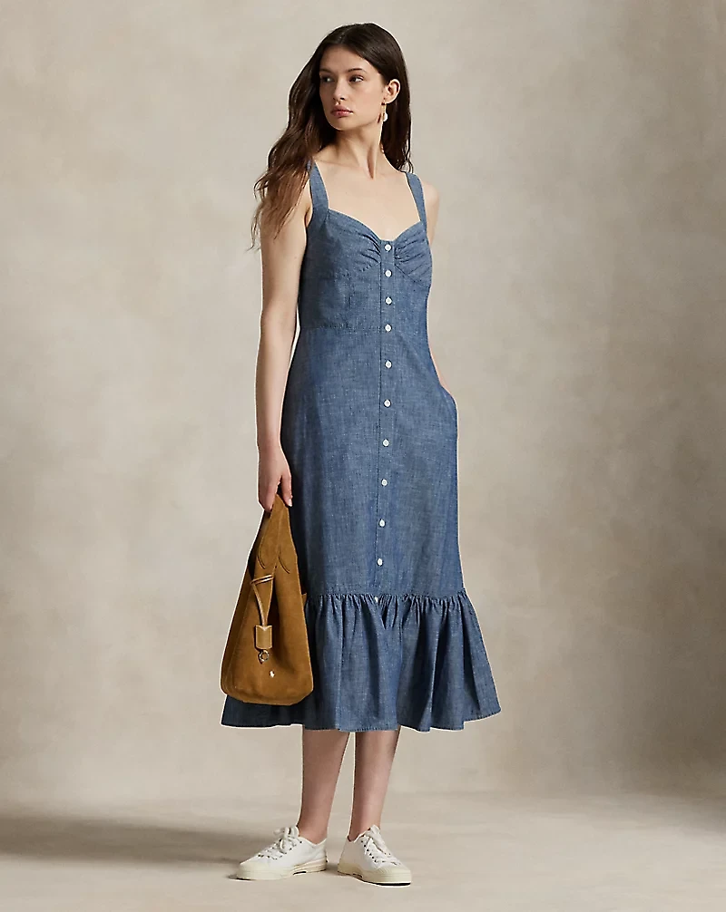 Chambray Buttoned Dress