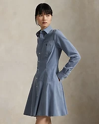 Cotton Corduroy A-Line Shirtdress