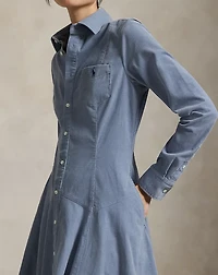 Cotton Corduroy A-Line Shirtdress