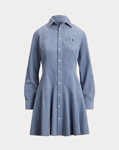 Cotton Corduroy A-Line Shirtdress